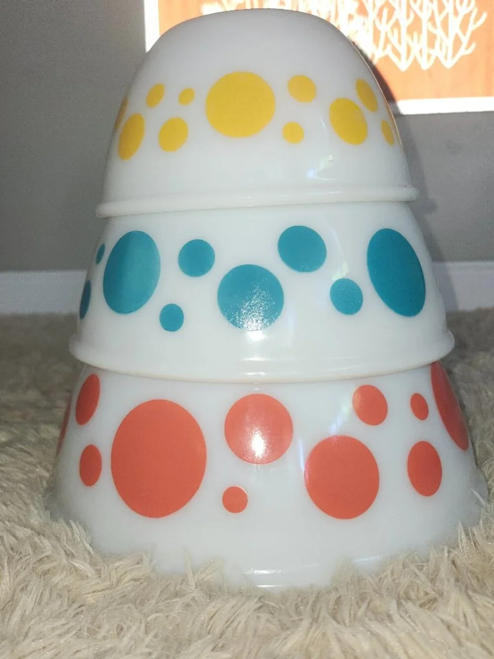 Hazel Atlas polka dot mixing bowls